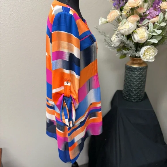 Chaus New York Women’s Multicolor Stripe Button-Down Blouse – Size M - Picture 5 of 8